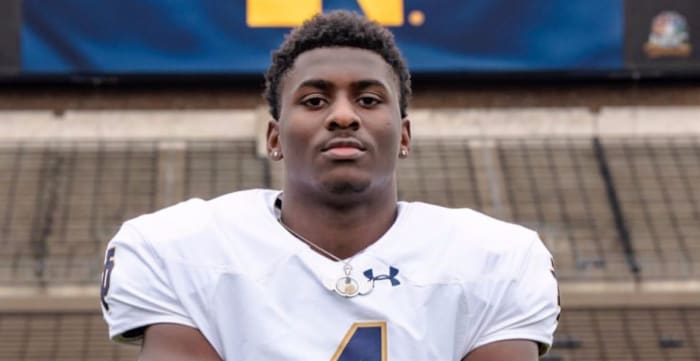 2025 4-star EDGE Damien Shanklin during an unofficial visit to Notre Dame. (Photo courtesy of Damien Shanklin)